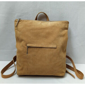 JIGSAW Tan Suede Leather Trim Zipper Pocket Woman Backpack - Made in Portugal